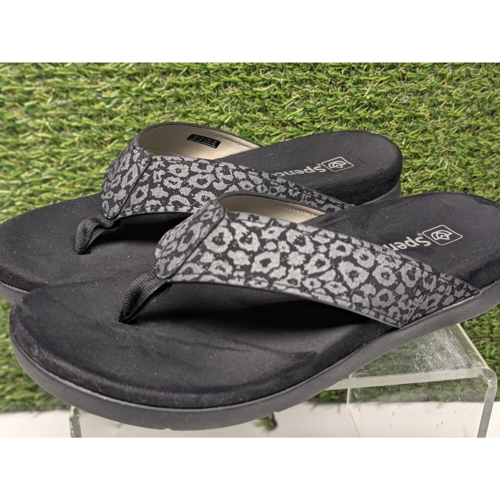 Spenco Newport Cheetah Orthotic Comfort Slip On Sandals Flip Flops Size 10B